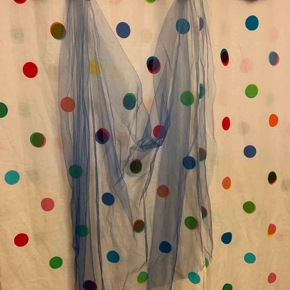 🐢 Hand Dyed Blue Ombre Drape Style Elbow Veil
